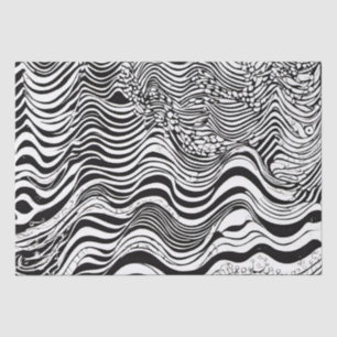 Black and White Wavy Abstract Tissue Paper