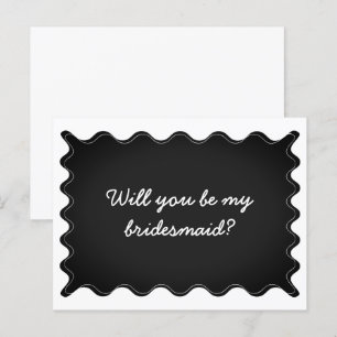 Black and White Wavy Bridesmaid Proposal Card