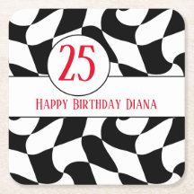 black and white wavy chequered, paper plates