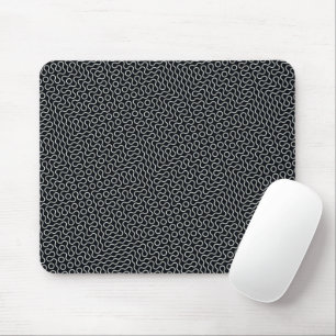 Black and White Wavy Lines Design Mouse Pad