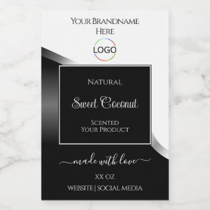 Black and White Wavy Silver Logo Product Labels