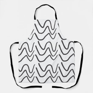 Black and White Wavy Stripe Apron