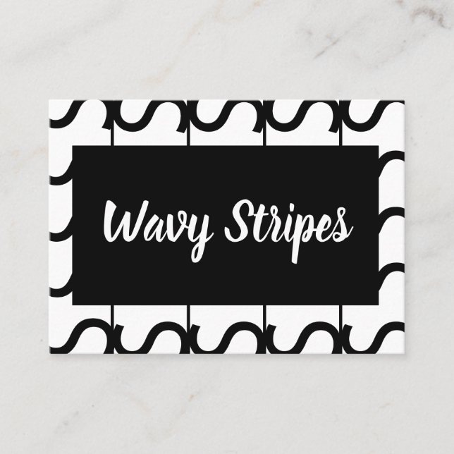 Black and White Wavy Stripe Pattern  Business Card (Front)
