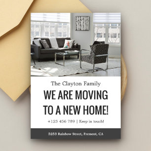 Black and White We Are Moving Announcement