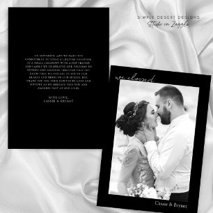 Black and White We Eloped Elegant Modern Wedding Announcement