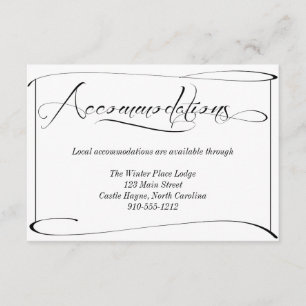 Black and White Wedding Accommodations Detail Card