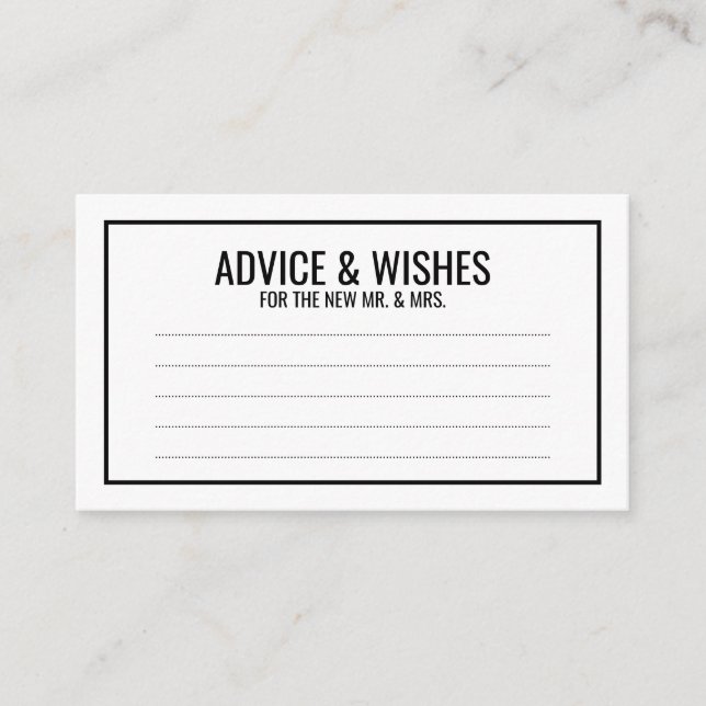 Black and White Wedding Advice and Wishes (Front)