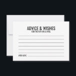 Black and White Wedding Advice and Wishes Card<br><div class="desc">Add a personal touch to your wedding with a modern black and white wedding advice and wishes card.
This advice card features title and details in black bold sans serif font style on white background.

Perfect for wedding,  baby shower,  birthday party,  bachelorette party and any special occasions.</div>