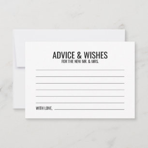 Black and White Wedding Advice and Wishes Card