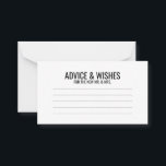 Black and White Wedding Advice and Wishes Card<br><div class="desc">Black and White Wedding Advice and Wishes Card
featuring your information in black bold sans serif font.

Click on the customize it button to personalize the design.</div>