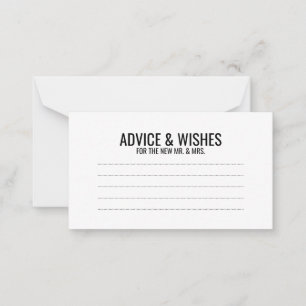 Black and White Wedding Advice and Wishes Card