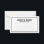 Black and White Wedding Advice and Wishes Card<br><div class="desc">Black and White Wedding Wedding Advice and Wishes Card
featuring your information in black bold sans serif font with black rectangle border.

Click on the customize it button to personalize the design.</div>