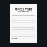 Black and White Wedding Advice and Wishes Card<br><div class="desc">Add a personal touch to your wedding with a modern black and white wedding advice and wishes card.
This advice card features title and details in black bold sans serif font style on white background.

Perfect for wedding,  baby shower,  birthday party,  bachelorette party and any special occasions.</div>