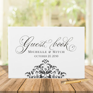 Black and White Wedding Calligraphy Classic Guest Book