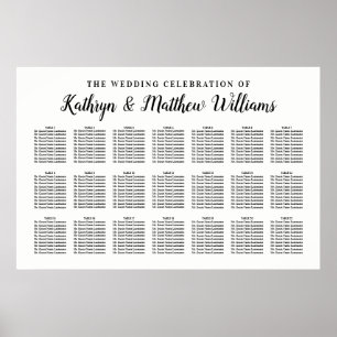 Black and White Wedding Celebration Seating Poster