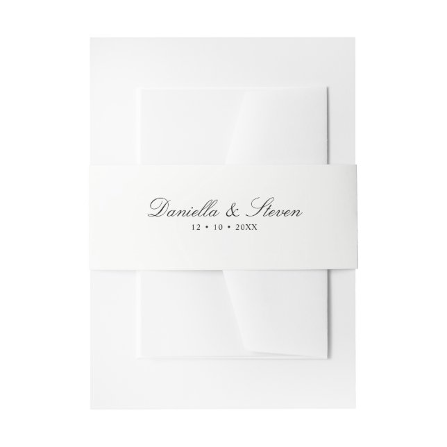 Black and White Wedding Classic Script Invitation Belly Band (Front Example)