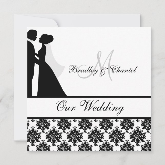 Black and White Wedding Couple Wedding Invitation (Front)