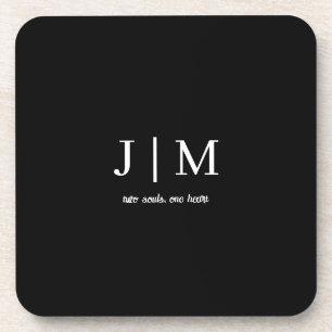Black and White Wedding Customizable Text Coaster