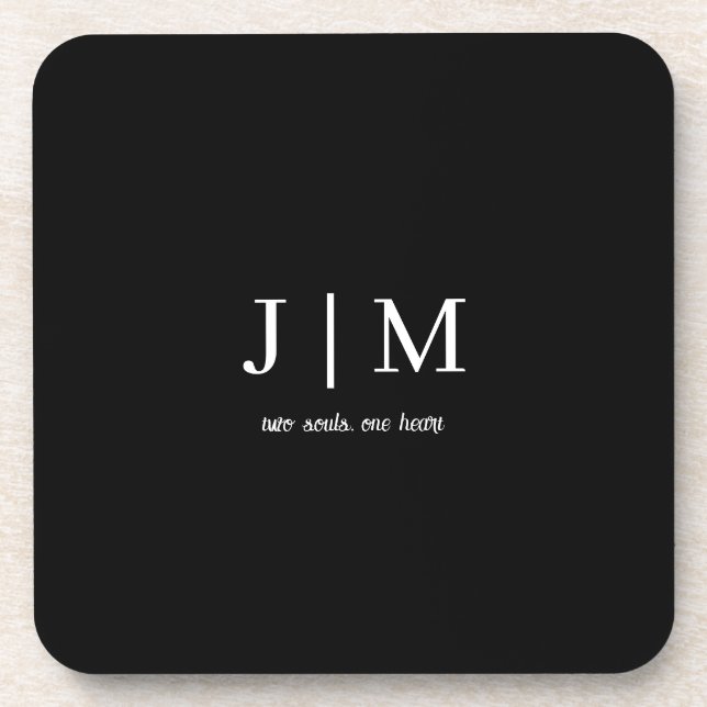 Black and White Wedding Customizable Text Coaster (Front)