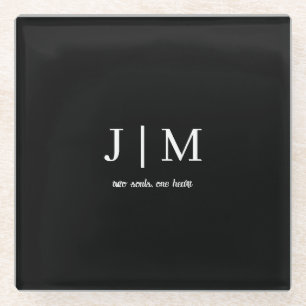 Black and White Wedding Customizable Text Glass Coaster