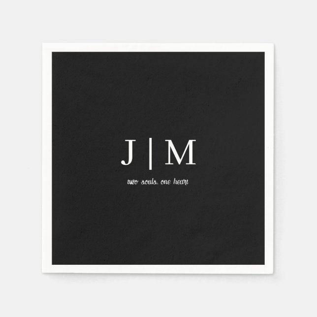 Black and White Wedding Customizable Text Napkin (Front)