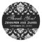 Black and White Wedding Damask Thank You Label