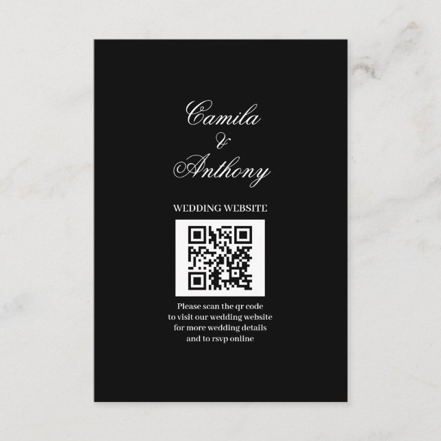 Black and White Wedding Enclosure Card (Front)