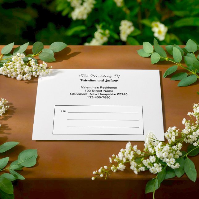 Black and White Wedding Envelope (Typography style black and white wedding envelope)