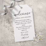 Black And White Wedding Favour Welcome Basket Bag Gift Tags<br><div class="desc">Featuring signature style names,  this elegant black and white tag can be personalized with your special thank you information in chic lettering. Designed by Thisisnotme©</div>