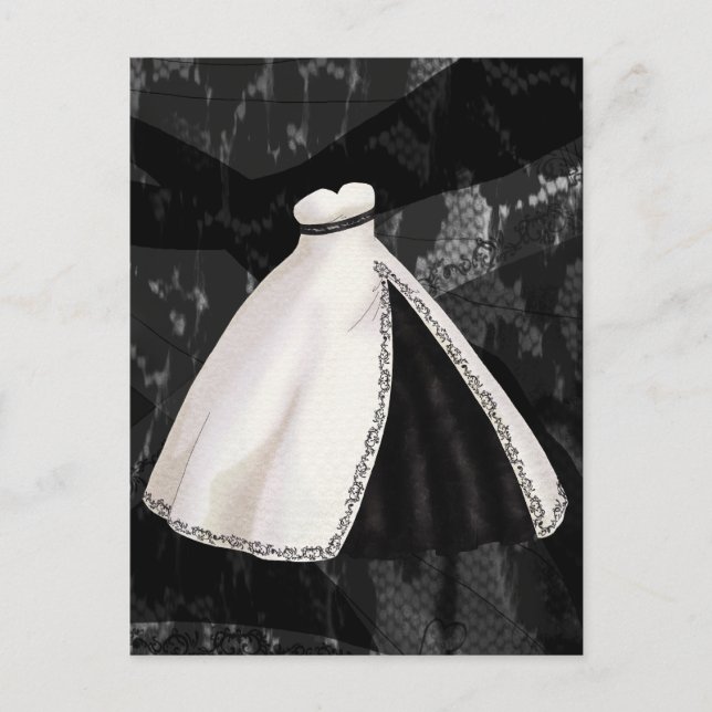 Black and White Wedding Gown Postcard (Front)