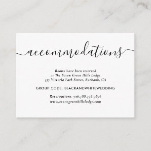 Black and White Wedding Hotel Accommodation Cards
