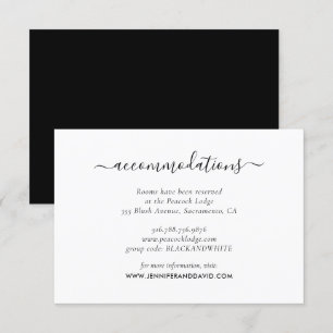 Black and White Wedding Hotel Accommodation Enclosure Card