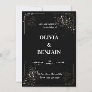 Black and white wedding invitation