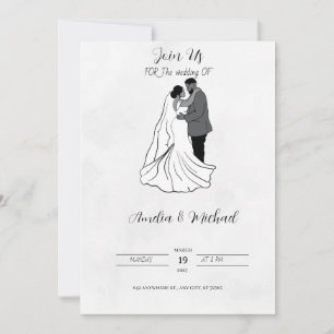 Black and white wedding invitation