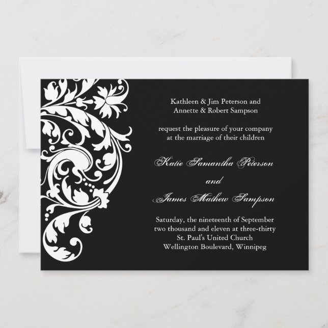 Black and White Wedding Invitation (Front)