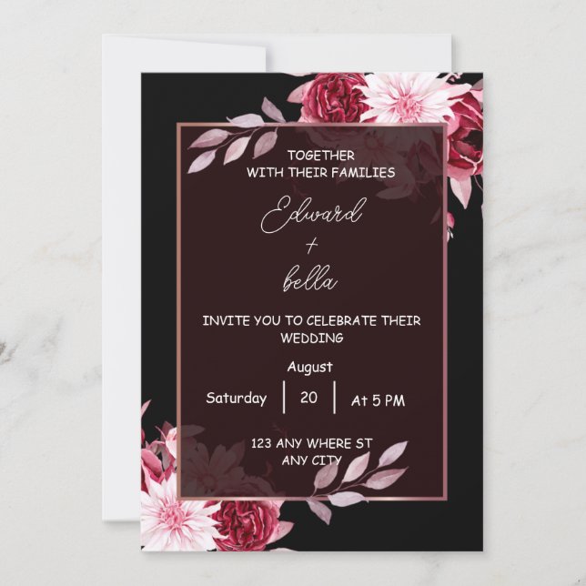 black and white wedding invitation (Front)
