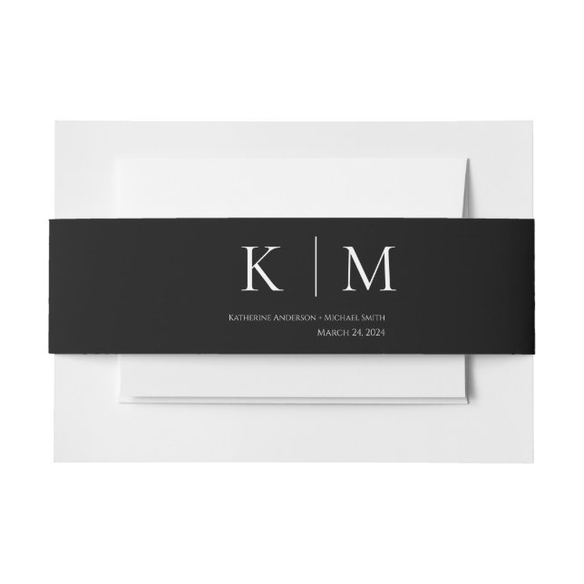 Black and White-Wedding- Invitation Belly Band (Front Example)