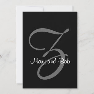 Black and White Wedding Invitation Initial Z