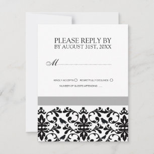Black and White Wedding Invitation RSVP Cards