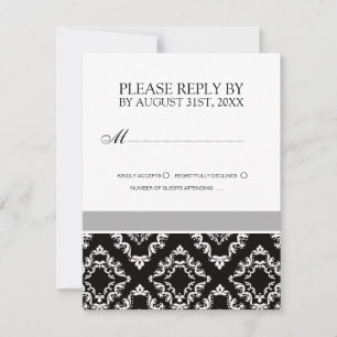 Black and White Wedding Invitation RSVP Cards