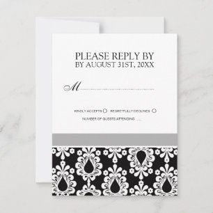 Black and White Wedding Invitation RSVP Cards