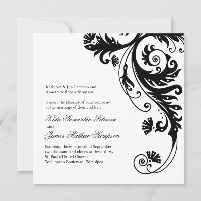 Black and White Wedding Invitations (Front)