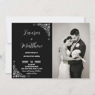 Black and White Wedding Invitations with Photo