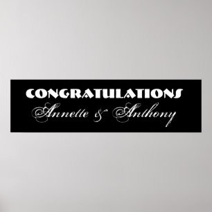Black and White Wedding or Engagement Banner Poster