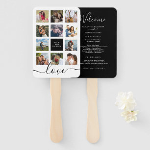 Black and White Wedding Photo Collage Program Hand Fan