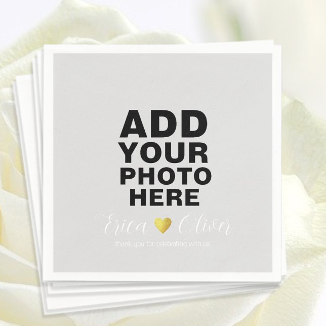 Black and White Wedding Photo Romantic Napkin (Creator Uploaded)