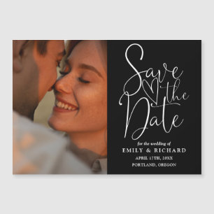 Black And White Wedding Photo Save The Date Magnetic Invitation