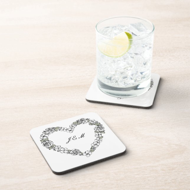 black and white wedding plastic coaster (Right Side)
