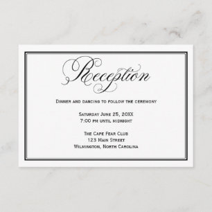 Black and White Wedding Reception Details Card