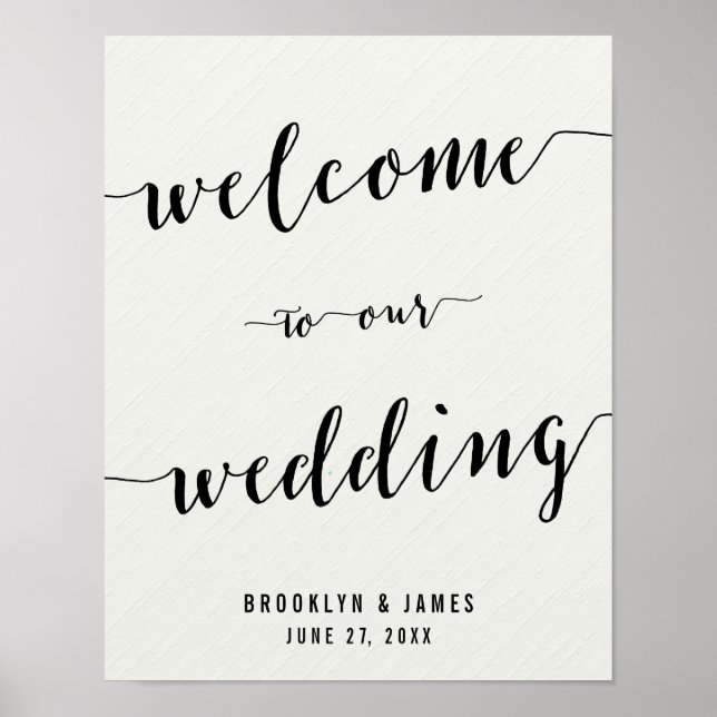 Black And White Wedding Reception Sign Print (Front)